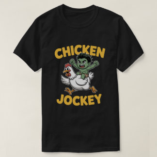Cute Muscular Green Kid Riding Chicken – Chicken J T-Shirt