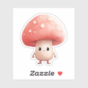 Cute Mushroom 3" x 3" Custom-Cut Vinyl Stickers
