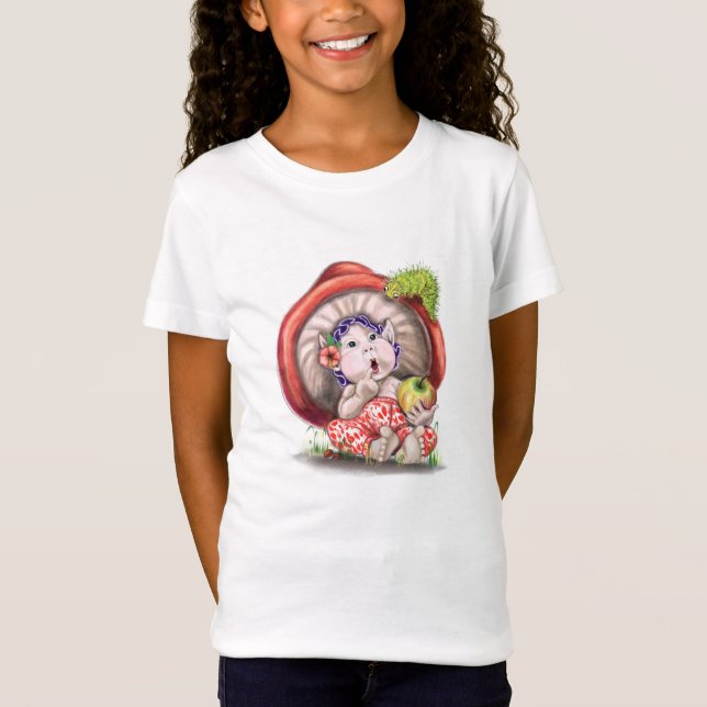 Cute Mushroom and Caterpillar Funny T-Shirt (Front)