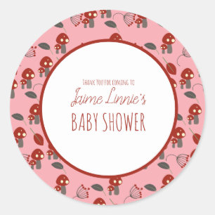 Cute Mushroom  Baby Shower Garden Forest Thank You Classic Round Sticker