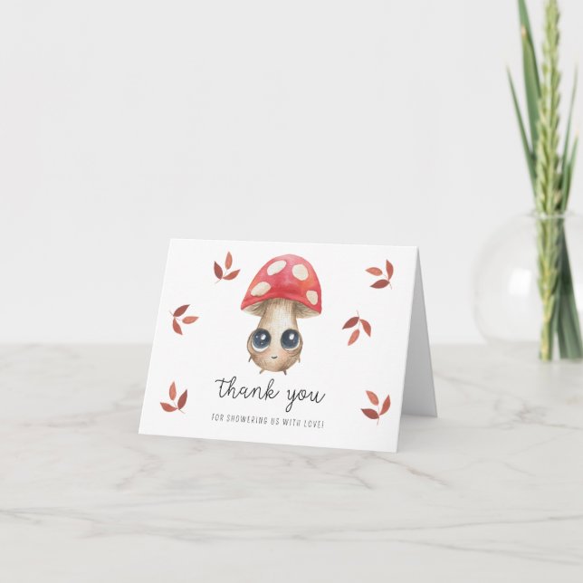 Cute mushroom - baby shower thank you  card (Front)