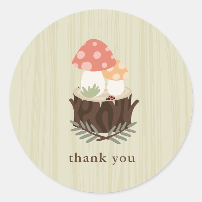 Cute Mushroom Baby Shower Thank You  Classic Round Sticker (Front)