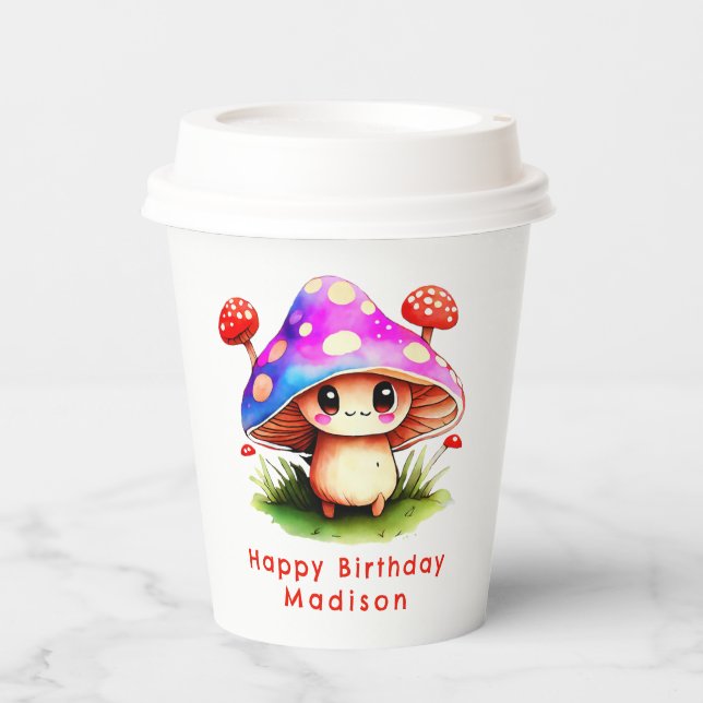 Cute Mushroom Birthday Paper Cups (Front)