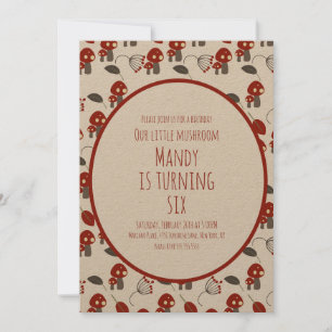 Cute Mushroom  Birthday Party Garden Forest Invitation