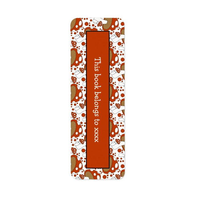 Cute Mushroom Doodle Booklabel Design (Front)