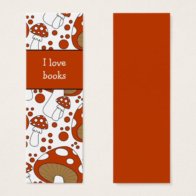 Cute Mushroom Doodle Bookmark Design (Front & Back)