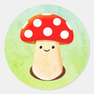 Cute Mushroom Drawing Classic Round Sticker