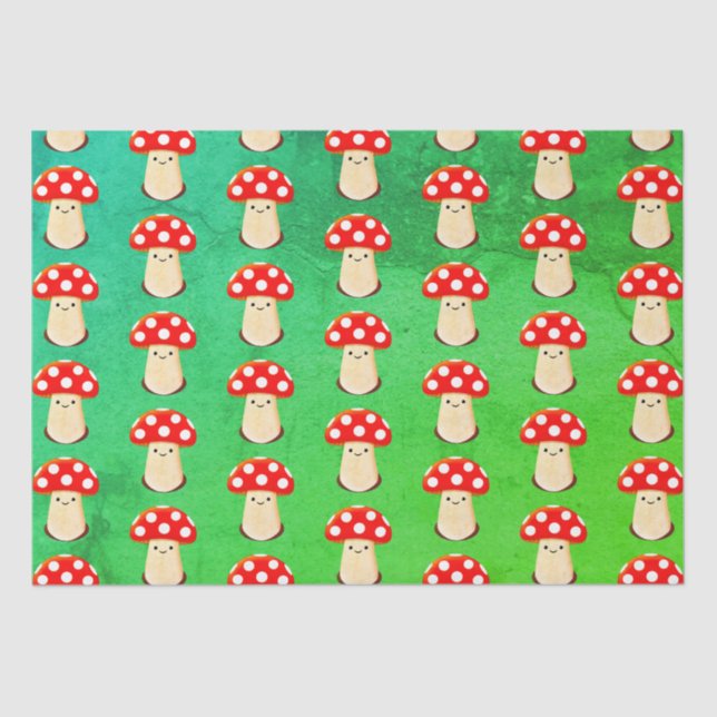 Cute Mushroom Drawing Pattern Tissue Paper (Front)