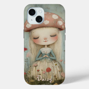 Cute Mushroom Fairy in a Flower Meadow Custom iPhone 15 Case