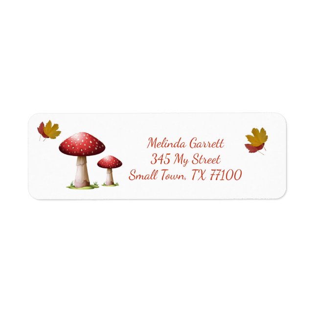 Cute Mushroom Fall Thanksgiving Custom Address (Front)