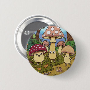 Cute Mushroom Forest Woodland Toadstool Whimsical 6 Cm Round Badge