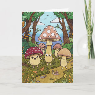 Cute Mushroom Forest Woodland Toadstool Whimsical  Card