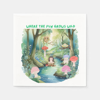 Cute Mushroom Friends with their Forest Friends Napkin