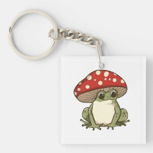 Cute mushroom frog key ring