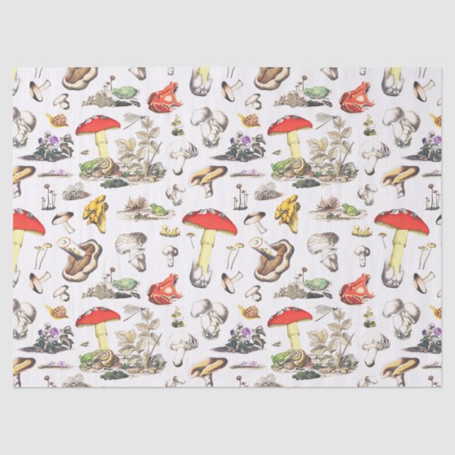 Cute Mushroom Frog Snail Forest Pattern Tissue Paper (Front)