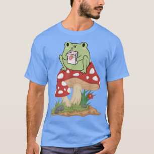 Cute Mushroom Frog Strawberry Milk Cottagecore Aes T-Shirt