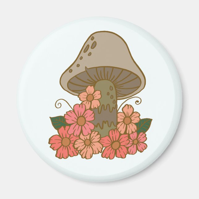 Cute Mushroom Garden Fridge Magnet (Front)