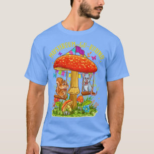 Cute Mushroom Go Round Squirrel Mouse Whimsical Ar T-Shirt
