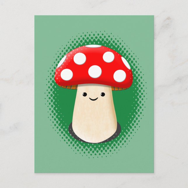 Cute Mushroom Green Postcard (Front)