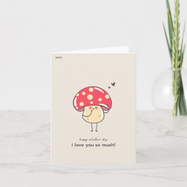 Cute mushroom I love you so much! card (Front)