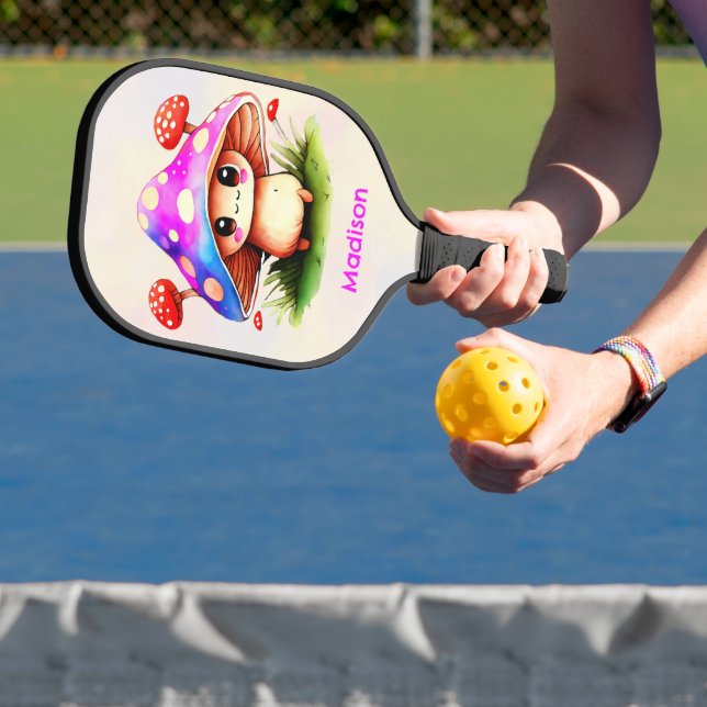 Cute Mushroom Illustration Pickleball Paddle (Insitu)