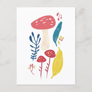 Cute mushroom illustration Small Postcard