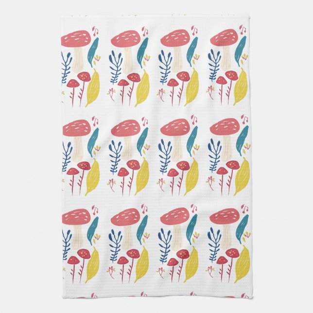 Cute mushroom illustration   tea towel (Vertical)