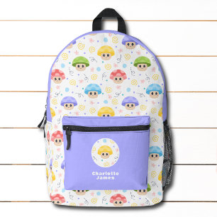 Cute Mushroom Kids Cartoon Personalised Name Printed Backpack