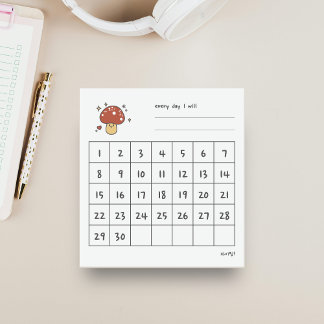 Cute mushroom monthly challenge  notepad