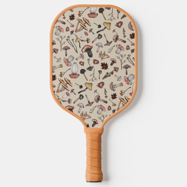 Cute Mushroom Pattern Modern Trendy Pickleball Paddle (Front)