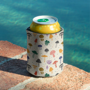 Cute Mushroom Pattern Modern Trendy Style Can Cooler