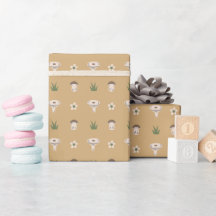 Cute Mushroom Pattern Wrapping Paper Roll