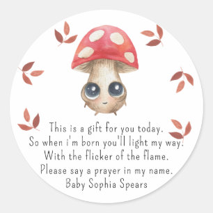 Cute mushroom - Prayer candle label 