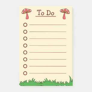 Cute Mushroom Toadstool To Do Post-it Notes