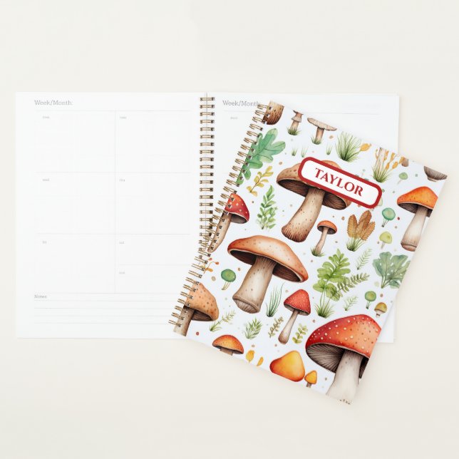 Cute Mushroom Watercolor Rustic Forest Planner (Display)
