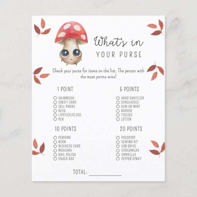 Cute mushroom - Whats in your purse baby shower (Front)