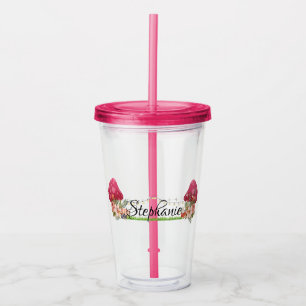 Cute Mushroom Whimsical Floral Acrylic Tumbler