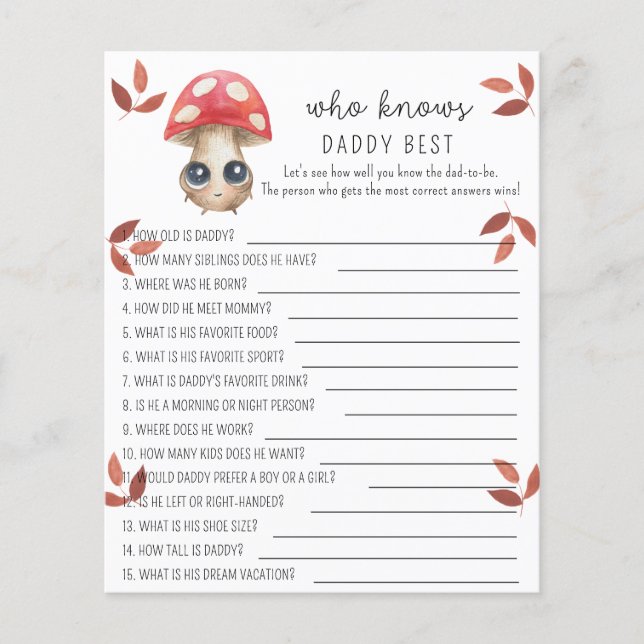 Cute mushroom - Who knows DADDY best (Front)