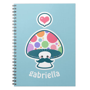 Cute Mushroom with Moustache Spiral Notebook