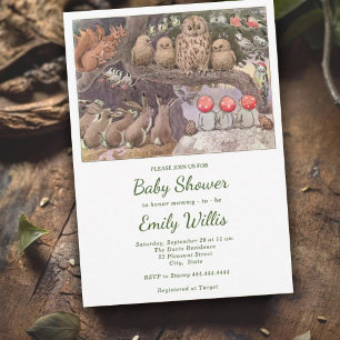 Cute Mushroom Woodland Animals Baby Shower  Invitation