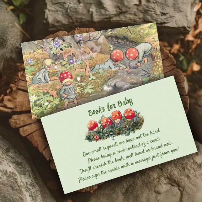 Cute Mushroom Woodland Baby Shower Book Request Enclosure Card (Creator Uploaded)