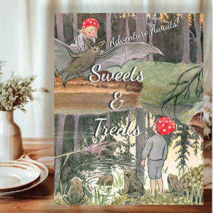 Cute Mushroom Woodland Baby Shower Sweets Pedestal Sign