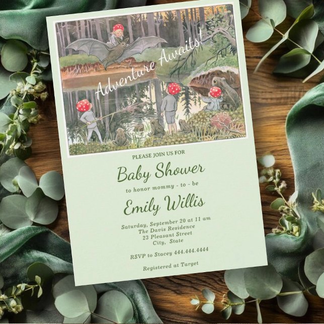 Cute Mushroom Woodland Frog Baby Shower  Invitation (Creator Uploaded)
