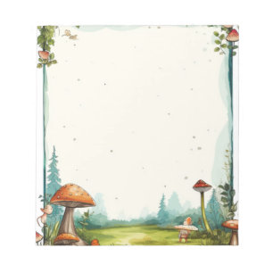 Cute Mushroom Woodlands Patterned Unlined Notepad