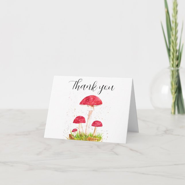 Cute Mushrooms Forest Baby Shower Thank you  Card (Front)