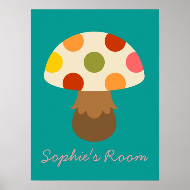 Cute mushrooms girls's room design poster (Front)