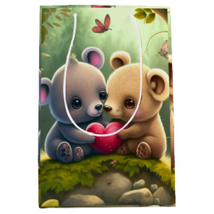 Cute mushrooms in the forest medium gift bag