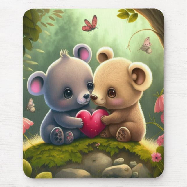 Cute mushrooms in the forest      mouse pad (Front)