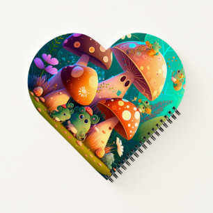 Cute mushrooms in the forest Spiral Notebook