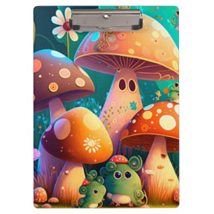 Cute mushrooms in the forest Spiral Notebook Clipboard